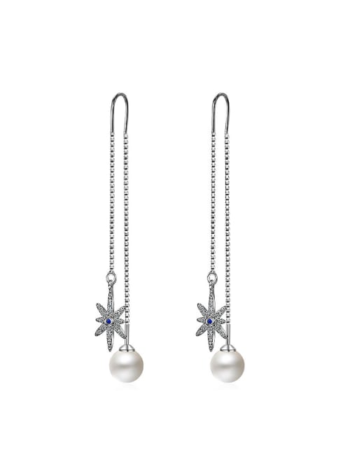 Rosh Fashion Shiny Zirconias Star Imitation Pearl Line Earrings 0