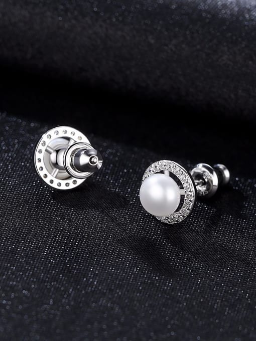 CCUI Sterling silver with 3A zircon Natural Freshwater Pearl Earrings 2