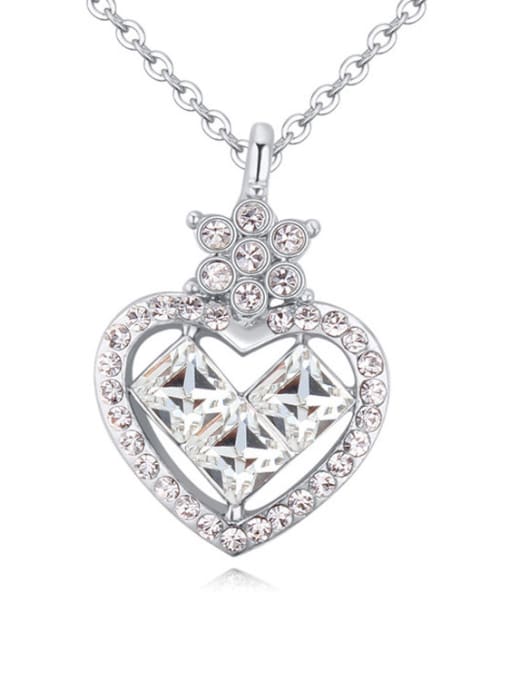 White Chanz using austrian Elements Crystal Necklace female love diamond crystal pendant