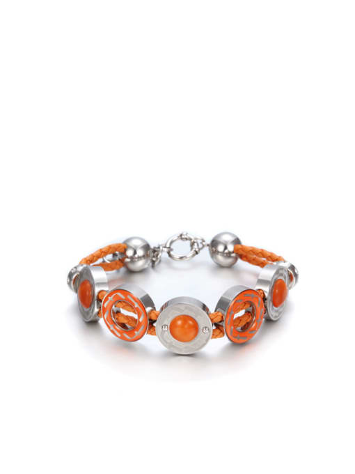 White Gold,  Orange Retro Style Colorful Opal Glue Bracelet