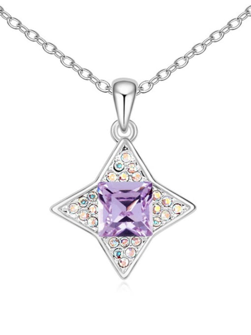 purple Simple austrian Crystals-covered Star Pendant Alloy Necklace