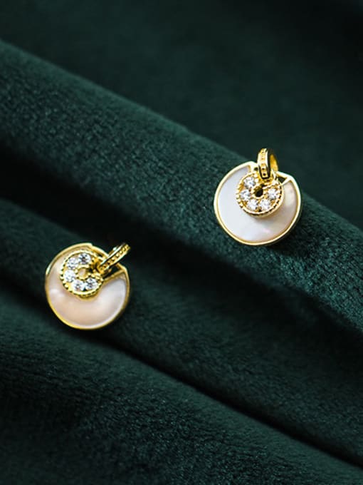 Rosh 925 Sterling Silver With Gold Plated Classic Round Stud Earrings 3