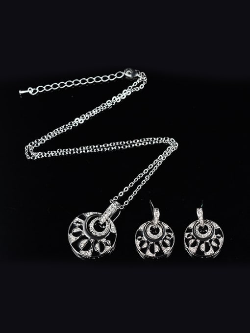 BESTIE Alloy White Gold Plated Vintage style Crystal Two Pieces Jewelry Set 1