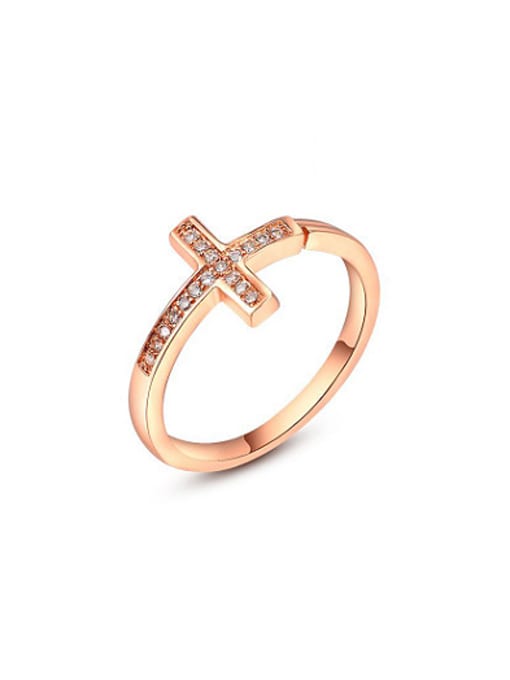 Rose Gold All-match Open Design Cross Shaped Ring