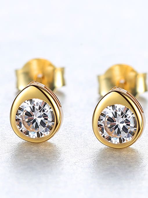 white 925 Sterling Silver With Cubic Zirconia Cute Round Stud Earrings