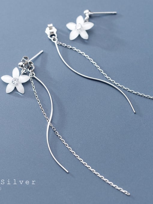 Rosh 925 Sterling Silver With  Acrylic Fashion Flower Threader Earrings 3