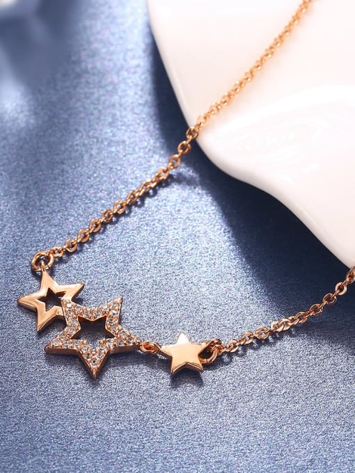 Rose Gold Fashion Rose Gold Star Shaped Crystal Necklace