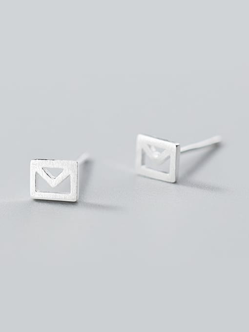 Rosh Creative Hollow Square Shaped S925 Silver Stud Earrings 0