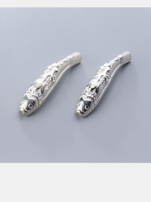FAN 925 Sterling Silver With Silver Plated  Lotus Fish Bent Pipe