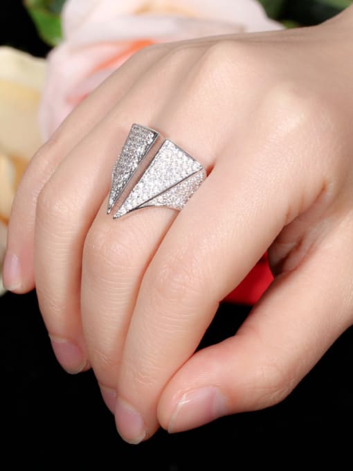 L.WIN Copper With Cubic Zirconia   Luxury  Two Triangle Band Rings 1