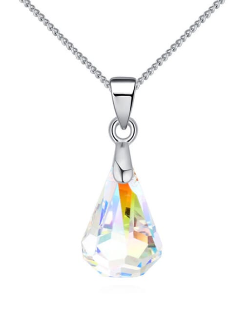white Water Drop austrian Crystals Pendant Platinum Plated Necklace