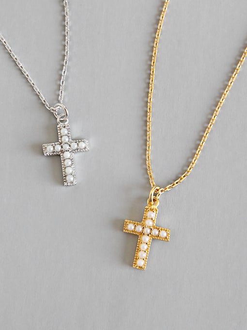 DAKA 925 Sterling Silver With 18k Gold Plated Delicate Cross Necklaces 0