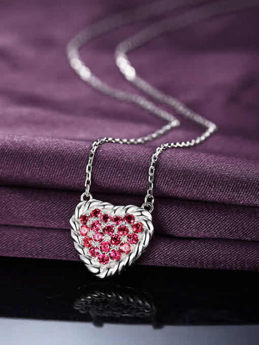 Deli Platinum Plated Gemstones Heart-shaped Pendant 2