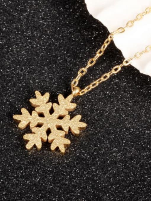 Open Sky Simple Polish Snowflake Titanium Women Necklace 2