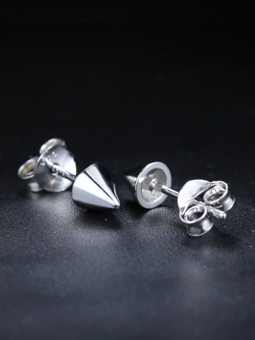 ZK Personalized Tiny Cone 925 Silver Stud Earrings 2