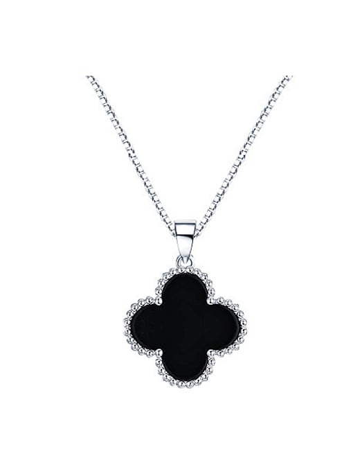 Black Fashion S925 Sterling Silver Flower-shaped Zircon Necklace