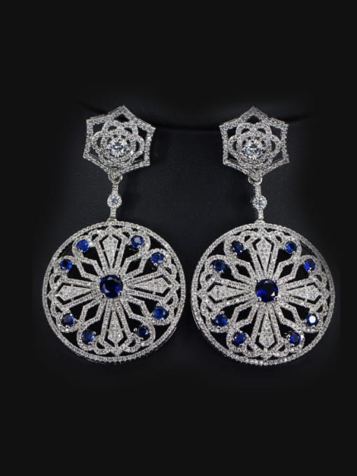 Blue Luxury Round Shaped Wedding drop earring