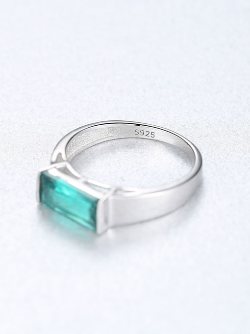 CCUI Sterling Silver square Green zircon ring 2