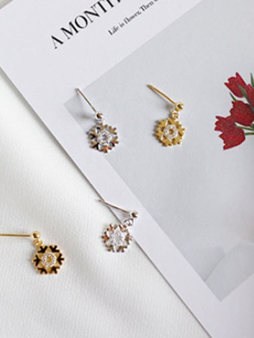 DAKA Sterling silver fashion micro-inlaid snowflake zircon earrings