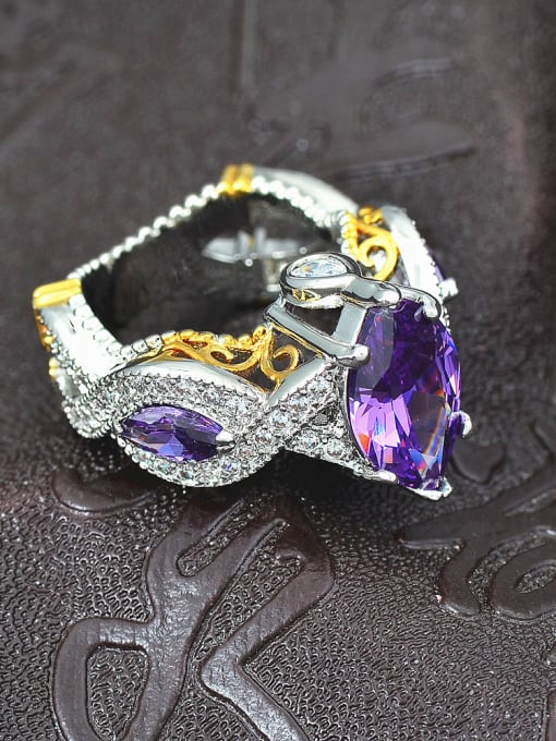 Wei Jia Exaggerated Personalized Purple Zirconias Copper Ring 2