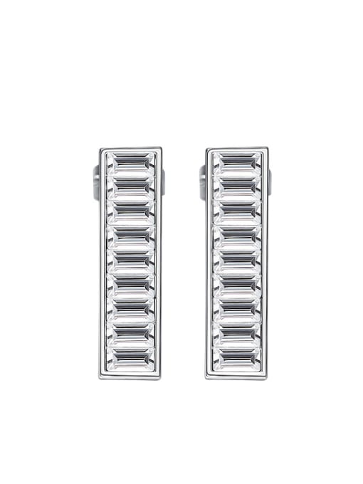 CEIDAI Simple Rectangular Zircon Stud Earrings 0