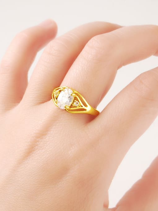 Yi Heng Da Elegant 24K Gold Plated Geometric Design Rhinestone Ring 1