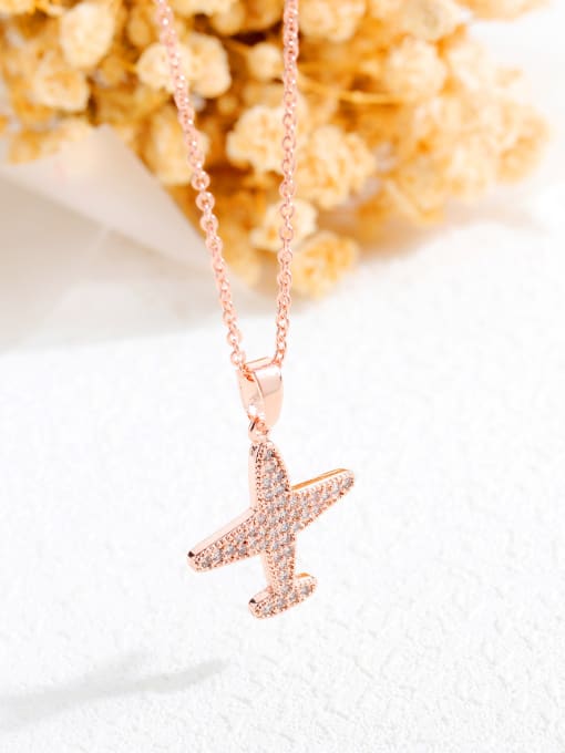 Open Sky Copper With Rose Gold Plated Trendy Irregular plane Necklaces 3