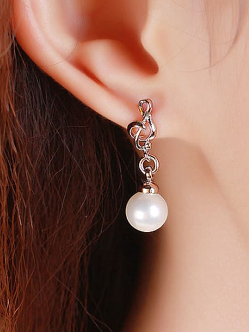 XP Copper Alloy White Gold Plated Fashion Musical Note Pearl stud Earring 1