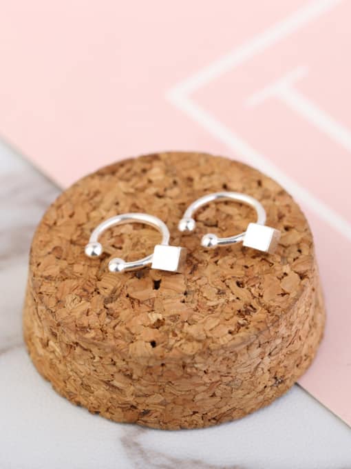 Peng Yuan Simple Tiny Cube Round Clip On Earrings 2