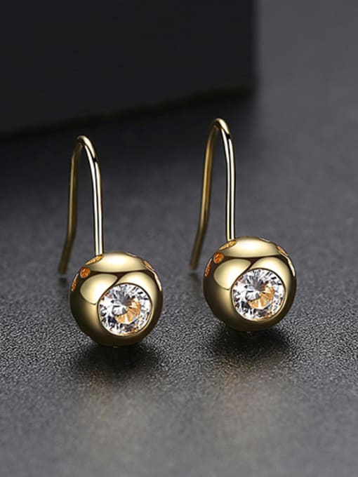 gold Copper With Cubic Zirconia  Cute Round  Flower garden Drop Earrings