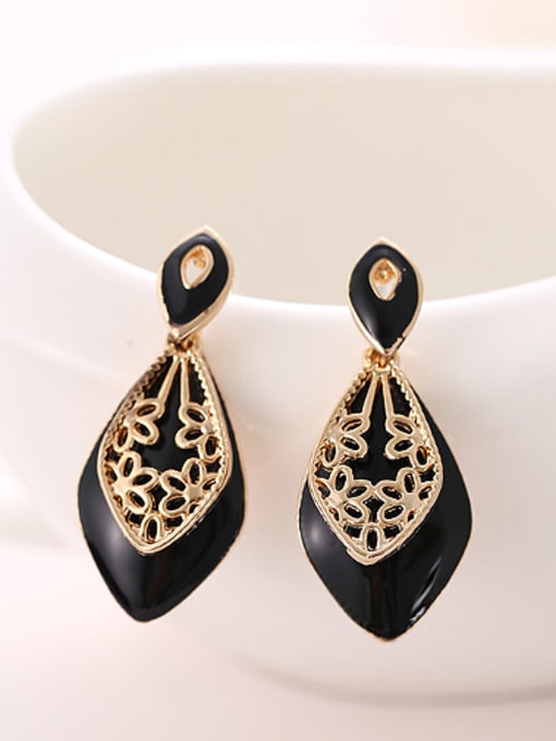 Wei Jia Fashion Hollow Enamel Water Drop shaped Alloy Stud Earrings 1