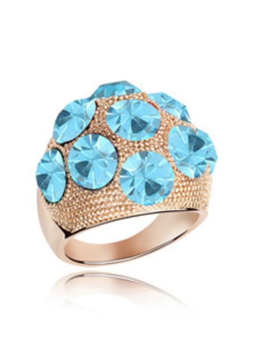 QIANZI Exaggerated Cubic austrian Crystals Rose Gold Ring 2