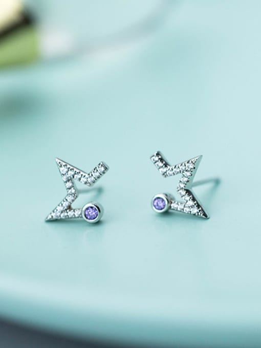 Rosh Fashionable Star Shaped Shining Rhinestones Stud Earrings 1