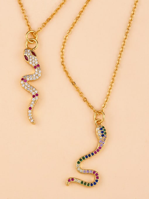 CC Copper With  Cubic Zirconia Personality Animal snake Necklaces 3