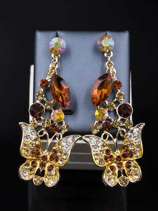 Lan Fu Butterflies Glass Rhinestones Two Pieces Jewelry Set 2