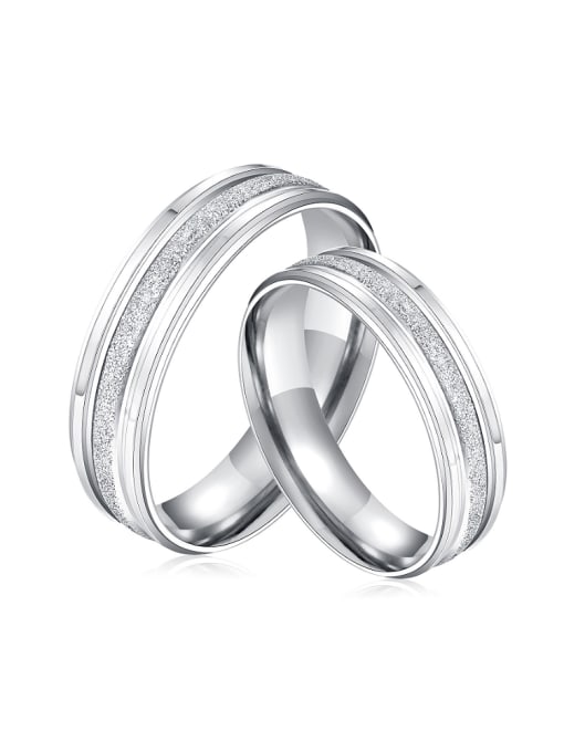 Open Sky Simple Titanium Smooth Lovers Ring 0