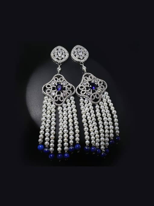 L.WIN 2018 Natural Pearls Tassel Drop Chandelier earring 0