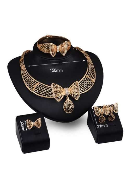 BESTIE Alloy Imitation-gold Plated Fashion Bowknot Hollow Four Pieces Jewelry Set 2