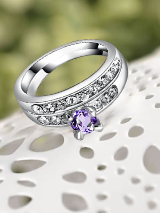 Ronaldo Exquisite Purple Zircon Platinum Plated Ring 1