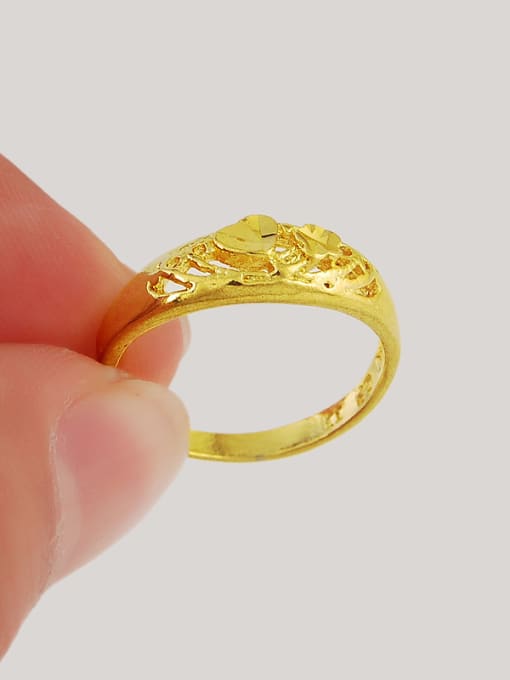 Yi Heng Da Exquisite 24K Gold Plated Flower Shaped Copper Ring 2