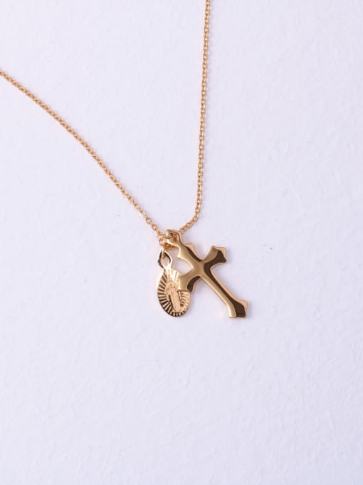 GROSE Titanium With Rose Gold Plated Simplistic Cross Necklaces 2