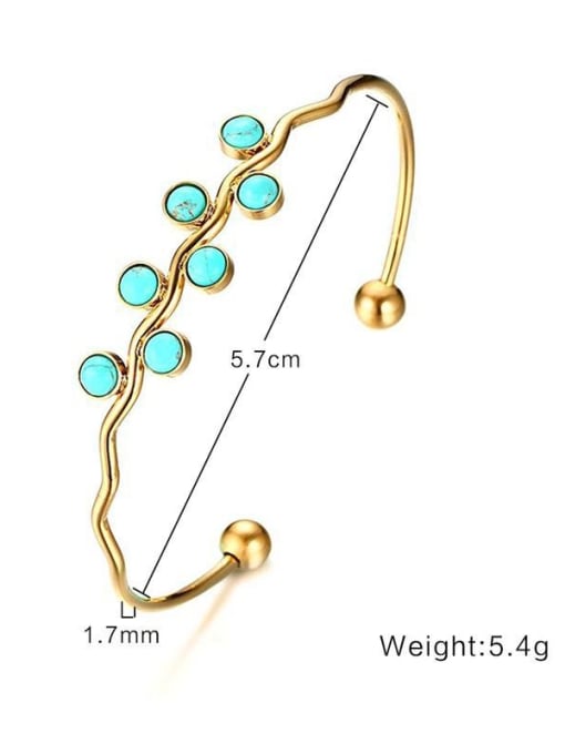 LI MUMU Stainless steel Turquoise gold open Bracelet 1