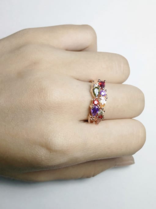 KENYON Fashion Colorful AAA Zirconias Copper Ring 1