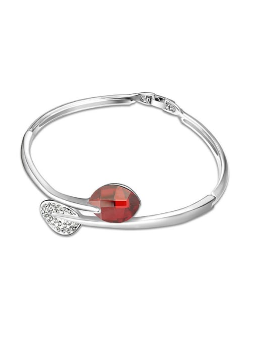 red Simple austrian Crystals Little Leaves Alloy Bangle