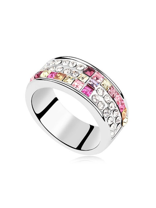 QIANZI Fashion Tiny austrian Crystals Alloy Platinum Plated Ring