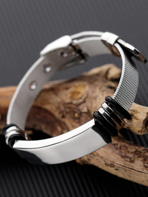 Open Sky Stainless Steel With Black Gun Plated Simplistic Geometric Band Bracelets 0