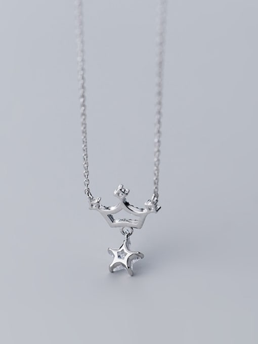 Rosh 925 Sterling Silver With Silver Plated Personality Crown Star Necklaces 1