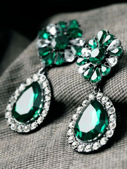 Green Artificial Stones Alloy Drop Chandelier earring