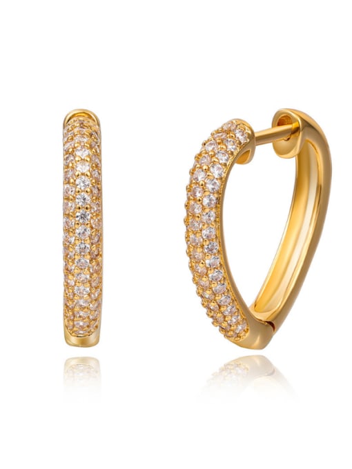 18K Gold Western Style Plating Micro Pave Zircons Clip Earrings