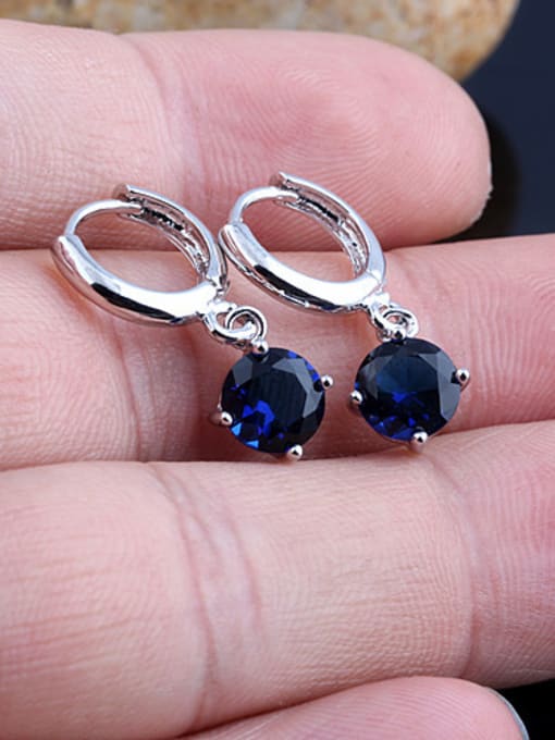 Blue Zircon 7MM Round Diamond Multipurpose Earing